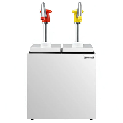 GGM Gastro Commercial Condiment Dispenser - 2x 2.5 litres - adjustable dose - with container - incl. stainless steel frame