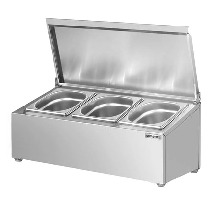 GGM Gastro Commercial Condiment Holder - 3x GN 1/6 - 100mm Deep - with Lids