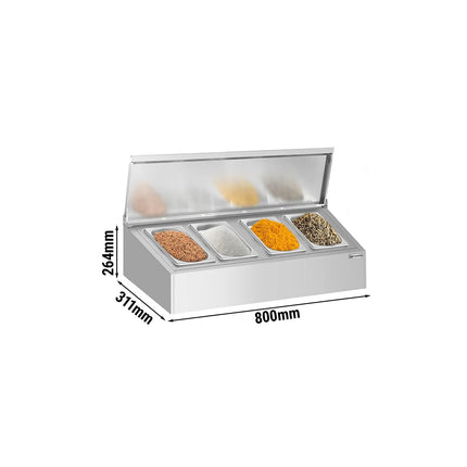 GGM Gastro Commercial Condiment Holder - 4x GN 1/4 - with Pans & Lids