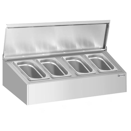 GGM Gastro Commercial Condiment Holder - 4x GN 1/4 - with Pans & Lids
