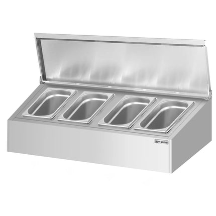 GGM Gastro Commercial Condiment Holder - 4x GN 1/4 - with Pans & Lids