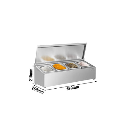 GGM Gastro Commercial Condiment Holder - 4x GN 1/6 - 100mm Deep