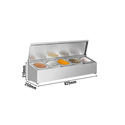 GGM Gastro Commercial Condiment Holder - 5x GN 1/6 - with Lids