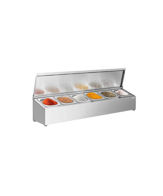 GGM Gastro Commercial Condiment Holder - 6x GN 1/6 - 100mm Deep - with Lids