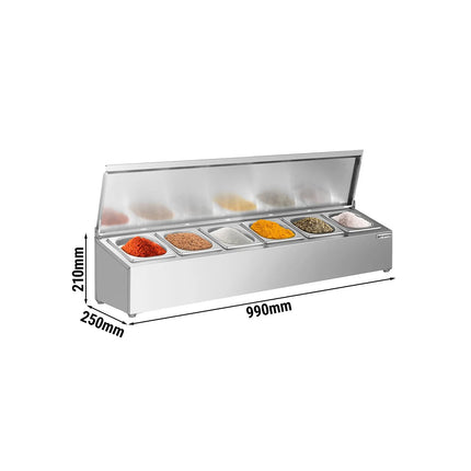 GGM Gastro Commercial Condiment Holder - 6x GN 1/6 - 100mm Deep - with Lids