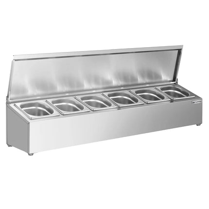 GGM Gastro Commercial Condiment Holder - 6x GN 1/6 - 100mm Deep - with Lids