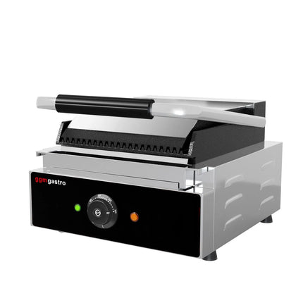 GGM Gastro Commercial Contact Grill - Heavy Duty Panini Press - 1.8kW - plates: ribbed top & bottom - grill area: 235x225mm