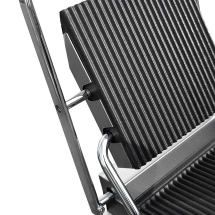 GGM Gastro Commercial Contact Grill - Heavy Duty Panini Press - 2.2kW - Digital - plates: ribbed top & bottom - grill area: 230x230mm