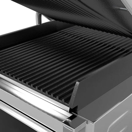 GGM Gastro Commercial Contact Grill - Heavy Duty Panini Press - 2.2kW - plates: ribbed top & bottom - grill area: 345x235mm