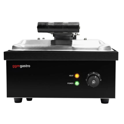GGM Gastro Commercial Contact Grill - Heavy Duty Panini Press - 2.2kW - plates: ribbed top & smooth bottom - grill area: 350x330mm