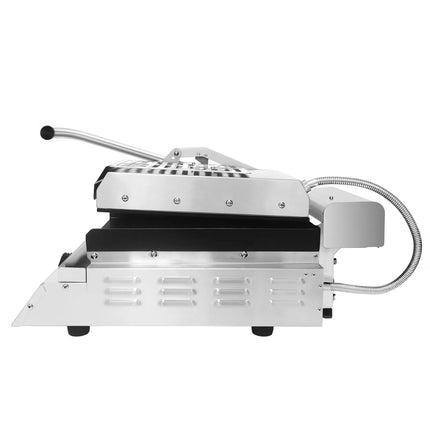 GGM Gastro Commercial Contact Grill - Heavy Duty Panini Press- 2.8kW - Digital - plates: ribbed top & bottom - grill area: 223x380mm