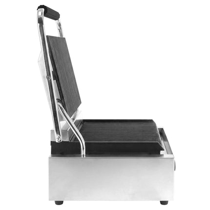 GGM Gastro Commercial Contact Grill - Heavy Duty Panini Press - 3kW - plates: ribbed top & bottom - grill area: 340x230mm