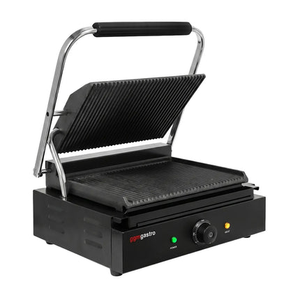 GGM Gastro Commercial Contact Grill – Ribbed Top & Bottom Plates – 2.2 kW – Grill Area: 345 × 235 mm