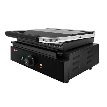 GGM Gastro Commercial Contact Grill – Ribbed Top & Bottom Plates – 2.2 kW – Grill Area: 345 × 235 mm