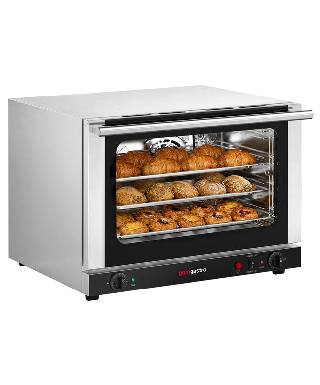 GGM Gastro Commercial Convection Oven with Steam Injection – Manual Controls – for 4 × GN 1/1 – with Timer – incl. 3 Baking Trays