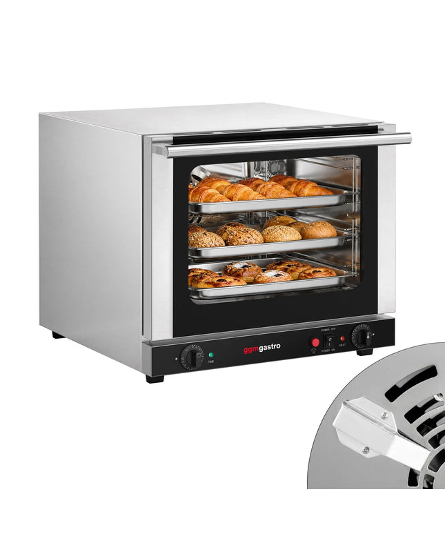 GGM Gastro Commercial Convection Oven with Steam Injection – Manual Controls – for 4 × 430 × 315 mm – with Timer – incl. 3 Baking Trays