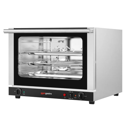 GGM Gastro Commercial Convection Oven with Steam Injection – Manual Controls – for 4 × GN 1/1 – with Timer – incl. 3 Baking Trays