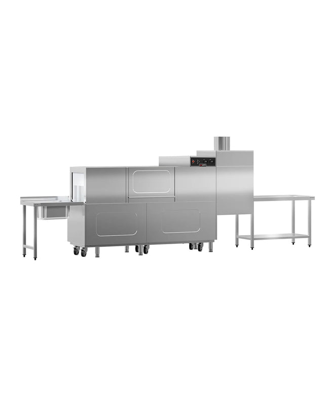GGM Gastro Commercial Conveyor Dishwasher - Digital - 31 kW - 380V - 2000 Plates/Hour - with Dryer - Left Infeed - with Infeed Table - Belt System