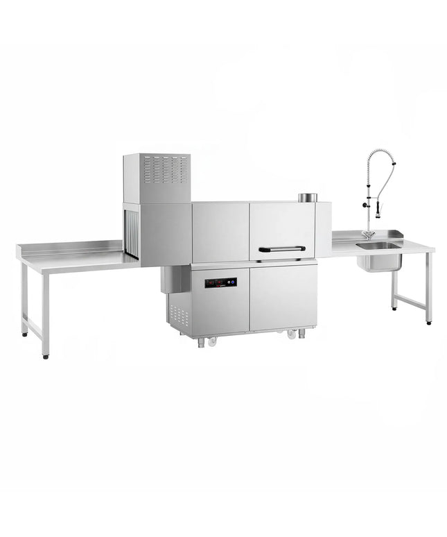 GGM Gastro Commercial Conveyor Dishwasher - Digital - 47kW - with Dryer - with Integral Detergent & Rinse Aid Pumps - with Left-hand Feed Table