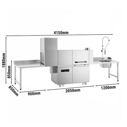 GGM Gastro Commercial Conveyor Dishwasher - Digital - 47kW - with Dryer - with Integral Detergent & Rinse Aid Pumps - with Left-hand Feed Table