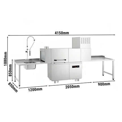 GGM Gastro Commercial Conveyor Dishwasher - Digital - 47kW - with Dryer - with Integral Detergent & Rinse Aid Pumps - with Left-hand Feed Table