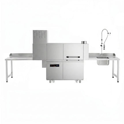 GGM Gastro Commercial Conveyor Dishwasher - Digital - 47kW - with Dryer - with Integral Detergent & Rinse Aid Pumps - with Left-hand Feed Table