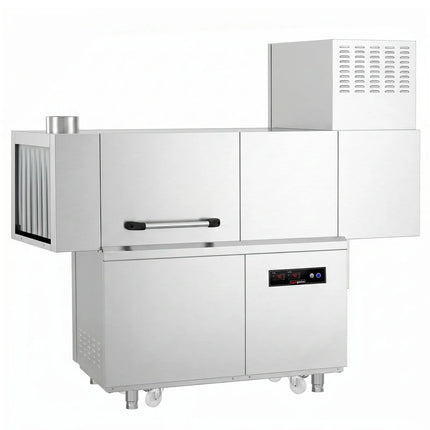 GGM Gastro Commercial Conveyor Dishwasher - Digital - 47kW - with Dryer - with Integral Detergent & Rinse Aid Pumps - with Left-hand Feed Table