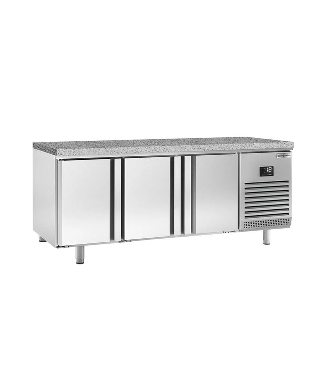 GGM Gastro Commercial Counter Freezer Bakery PREMIUM PLUS - 2185x800mm - with 3 doors - granite worktop - capacity 635 litres