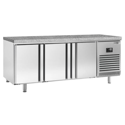 GGM Gastro Commercial Counter Freezer Bakery PREMIUM PLUS - 2185x800mm - with 3 doors - granite worktop - capacity 635 litres