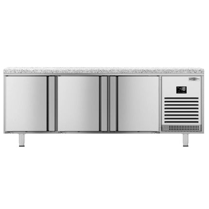 GGM Gastro Commercial Counter Freezer Bakery PREMIUM PLUS - 2185x800mm - with 3 doors - granite worktop - capacity 635 litres