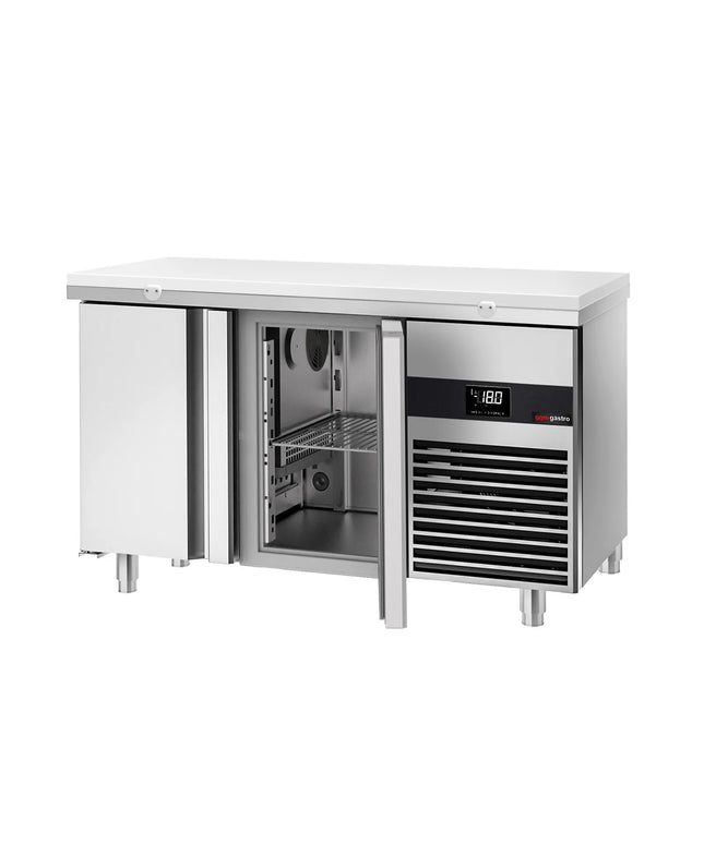 GGM Gastro Commercial Counter Freezer PREMIUM - 1400x700mm - with 2 doors - incl. cutting board white - capacity 281 litres