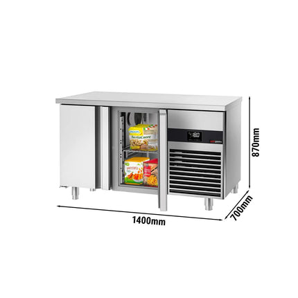 GGM Gastro Commercial Counter Freezer PREMIUM - 1400x700mm - with 2 doors - capacity 281 litres