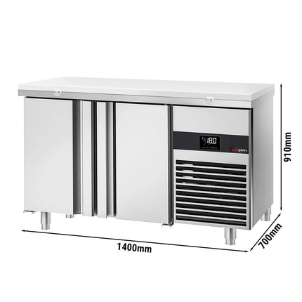 GGM Gastro Commercial Counter Freezer PREMIUM - 1400x700mm - with 2 doors - incl. cutting board white - capacity 281 litres
