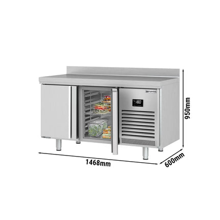 GGM Gastro Commercial Counter Freezer PREMIUM PLUS - 1468x600mm - with 2 doors - with upstand - capacity 250 litres