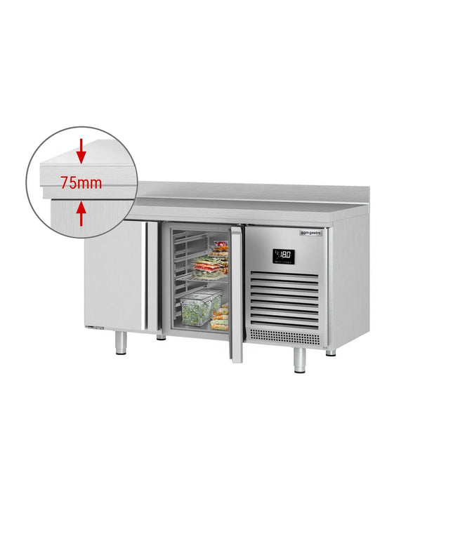 GGM Gastro Commercial Counter Freezer PREMIUM PLUS - 1468x700mm - with 2 doors - with upstand - capacity 305 litres