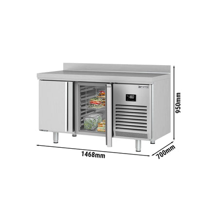 GGM Gastro Commercial Counter Freezer PREMIUM PLUS - 1468x700mm - with 2 doors - with upstand - capacity 305 litres