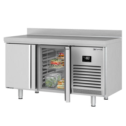 GGM Gastro Commercial Counter Freezer PREMIUM PLUS - 1468x700mm - with 2 doors - with upstand - capacity 305 litres