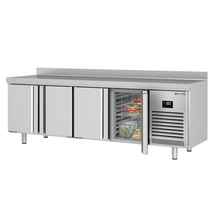 GGM Gastro Commercial Counter Freezer PREMIUM PLUS - 2452x700mm - with 4 doors - with upstand - capacity 630 litres