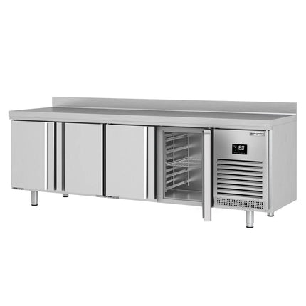 GGM Gastro Commercial Counter Freezer PREMIUM PLUS - 2452x700mm - with 4 doors - with upstand - capacity 630 litres