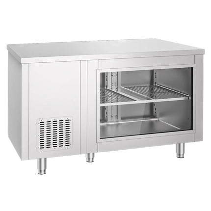 GGM Gastro Commercial Counter Fridge - 1400x700mm - with 2 doors - glass doors - capacity 281 litres