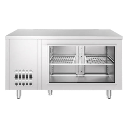 GGM Gastro Commercial Counter Fridge - 1400x700mm - with 2 doors - glass doors - capacity 281 litres