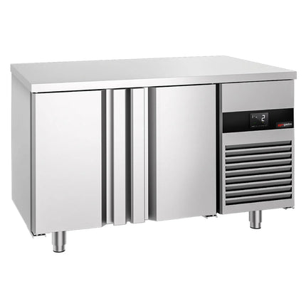 GGM Gastro Commercial Counter Fridge - 1400x700mm - with 2 doors - glass doors - capacity 281 litres