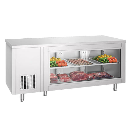 GGM Gastro Commercial Counter Fridge - 1865x700mm - with 3 doors - glass front - capacity 474 litres