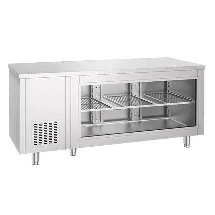 GGM Gastro Commercial Counter Fridge - 1865x700mm - with 3 doors - glass front - capacity 474 litres