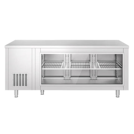 GGM Gastro Commercial Counter Fridge - 1865x700mm - with 3 doors - glass front - capacity 474 litres