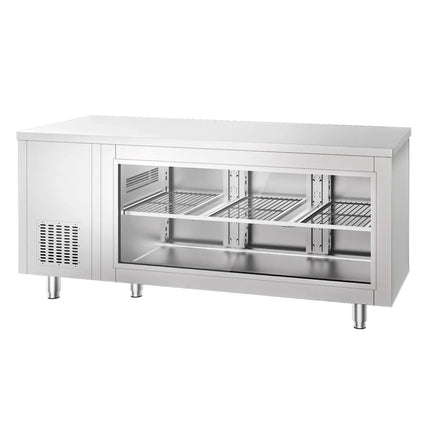 GGM Gastro Commercial Counter Fridge - 1865x700mm - with 3 doors - glass front - capacity 474 litres