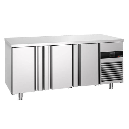 GGM Gastro Commercial Counter Fridge - 1865x700mm - with 3 doors - glass front - capacity 474 litres