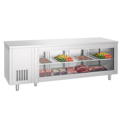 GGM Gastro Commercial Counter Fridge - 2330x700mm - with 4 doors - glass front - capacity 632 litres
