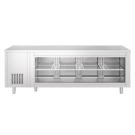 GGM Gastro Commercial Counter Fridge - 2330x700mm - with 4 doors - glass front - capacity 632 litres