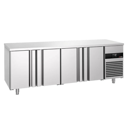 GGM Gastro Commercial Counter Fridge - 2330x700mm - with 4 doors - glass front - capacity 632 litres